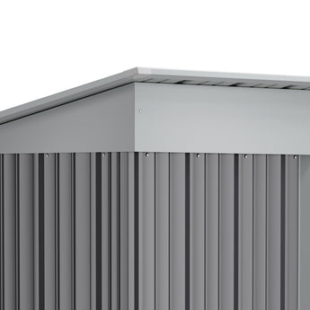 Metall-Gartenschrank Dach mit umlaufender Kante, Ansicht der Seitenverkleidung