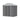 Metal garden storage shed with lockable door, grey corrugated siding and gable roof vents