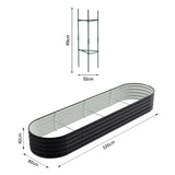 Anthracite oval raised garden bed with light gray liner and slatted sides