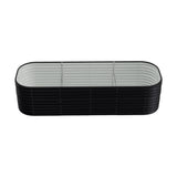 80cm oval raised garden bed: black ribbed planter with galvanized interior
