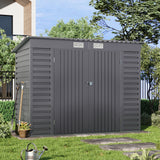 Gray 239.5cm outdoor galvanized steel storage shed with double doors and roof vents
