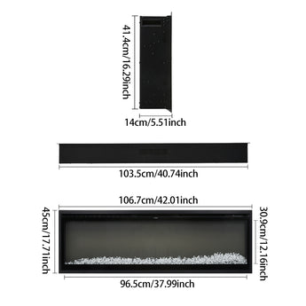 42/50 Inch electric fireplace dimensions: 103.5×90×45 cm (width×depth×height)