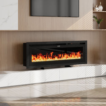 42/50 Inch electric fireplace with glowing flame window, black front casing