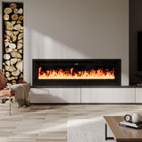 42/50 Inch electric fireplace with wide flame display in matte black surround