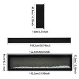 Black electric fireplace heater with viewing window and sparkling ember bed, front view