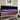 Black electric fireplace with purple flame effect behind glass, mounted on media console