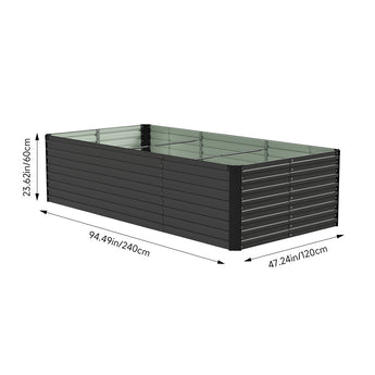 Black steel raised bed 94.49x47.24x23.62 in, open top