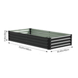 Rectangular black steel raised garden bed planter box, 180x90x30cm, open top.