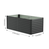 Black steel raised bed 62.99x31.5x23.62 in, open top with internal ribs
