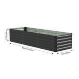 Black steel raised bed 94.49x31.5x17.72 in, open top with clear liner