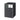 Charcoal black metal trash bin shed with open interior frame, ridged walls and latch