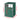 Green metal outdoor garbage bin shed with hinged door and latch
