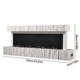 Wall-mounted electric fireplace dimensions: 150cm wide, 50cm high, 18cm deep