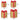 Four LED gift box size diagram: beige boxes with red ribbons, dimensions