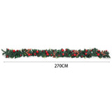 Red-and-green garland with berries and ribbon bows, 270CM length