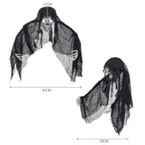 Skull ghost hanging decoration with glowing eyes, size 21cm x 62cm x 50cm