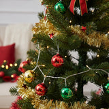 Christmas ball ornament string lights with multicolour bulbs on thin wire