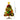 Artificial mini tabletop Christmas tree with gold star topper, multicolor LED lights, and red ornaments