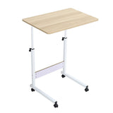Maple wood top mobile laptop desk with lower shelf panel and caster wheels