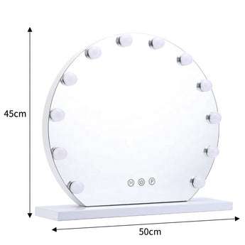 Frameless round Hollywood makeup mirror, LED bulbs, size 50cm x 45cm