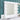 White vanity makeup mirror with round bulbs, centered rectangular glass panel