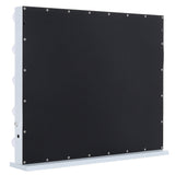 Black reflective makeup mirror panel with round bulbs and white side frame