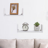 Set of 2 U-shaped floating wall shelves (white), openwork side panels