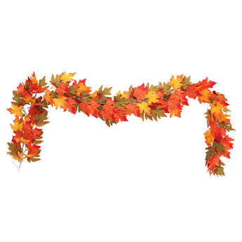 2 m maple leaf garland with lights, orange and yellow maple leaves forming an arch