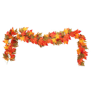 2 m maple leaf garland with lights, orange and yellow maple leaves forming an arch