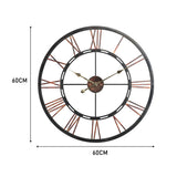 Retro Roman numeral wall clock dimensions: 60cm height and 60cm width