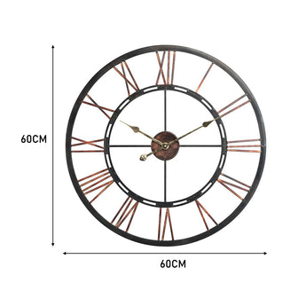 Retro Roman numeral wall clock dimensions: 60cm height and 60cm width