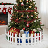White wooden Christmas picket fence ring for tabletop tree display