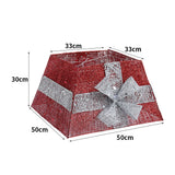 Red and silver glitter Christmas tree collar basket decor with bow, 33x50cm