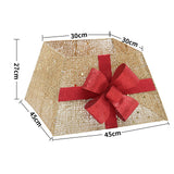 Gold glitter Christmas tree collar basket decor with red bow, 45x27cm