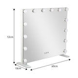LED-Kosmetikspiegel weiß, mit Maßangaben: 60cm Breite und 53cm Höhe, 14 Lampen