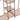 Close view of brown bamboo slatted shelves on a 5-tier clothes rack