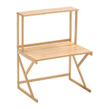 Two-tier freestanding spice rack, light wood frame with open shelves