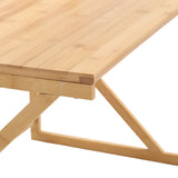 Light wood shelf edge with angled brace supports, two-tier rack