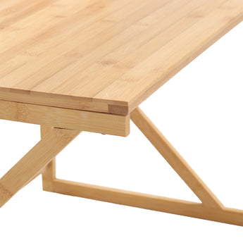 Light wood shelf edge with angled brace supports, two-tier rack