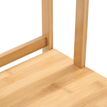 Light wood two-tier rack corner joint with cross support bars