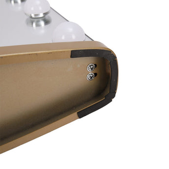 Gold metal mirror frame edge with screw mounts and corner protective trim