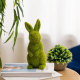 Moss green standing bunny rabbit easter garden decoration, 24cm
