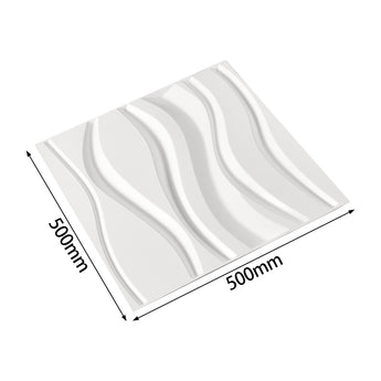 PVC-Wandpaneel 500×500 mm mit 3D-Wellenrelief, Matter White