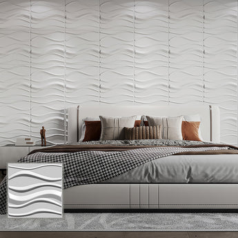 Art 3D PVC-Wellen-Wandpaneele, 50×50 cm, 12er-Set, Matter White