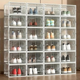 12-pack white plastic shoe rack storage organizer cabinet boxes with open front panels