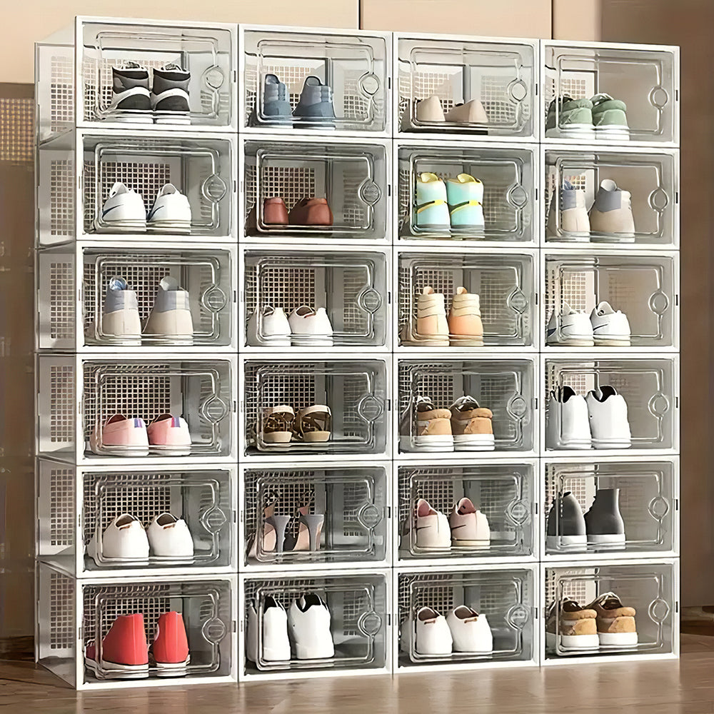 12 Pack Plastic Shoe Rack Storage Organizer Cabinet Boxes