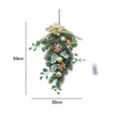 Hanging pine swag LED garland, 50cm x 30cm, gold ornaments with warm light LEDs