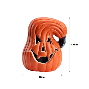 LED Kürbisnachtlicht 13cm x 18cm, orange mit grinsendem Gesichtsschnitt