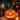 Orange LED pumpkin lantern with carved smile, warm light glowing from face cutouts
