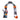 Inflatable Halloween entry arch with LED rim, skeleton figures, and orange jack-o'-lantern base